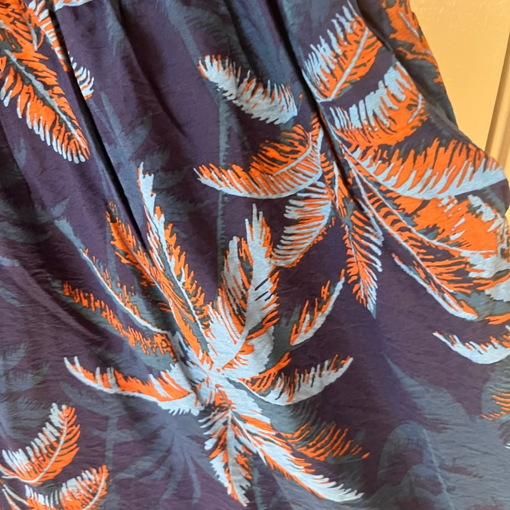 NWT Torrid Navy and Orange Leaf Print Jumpsuit - Picture 5 of 10